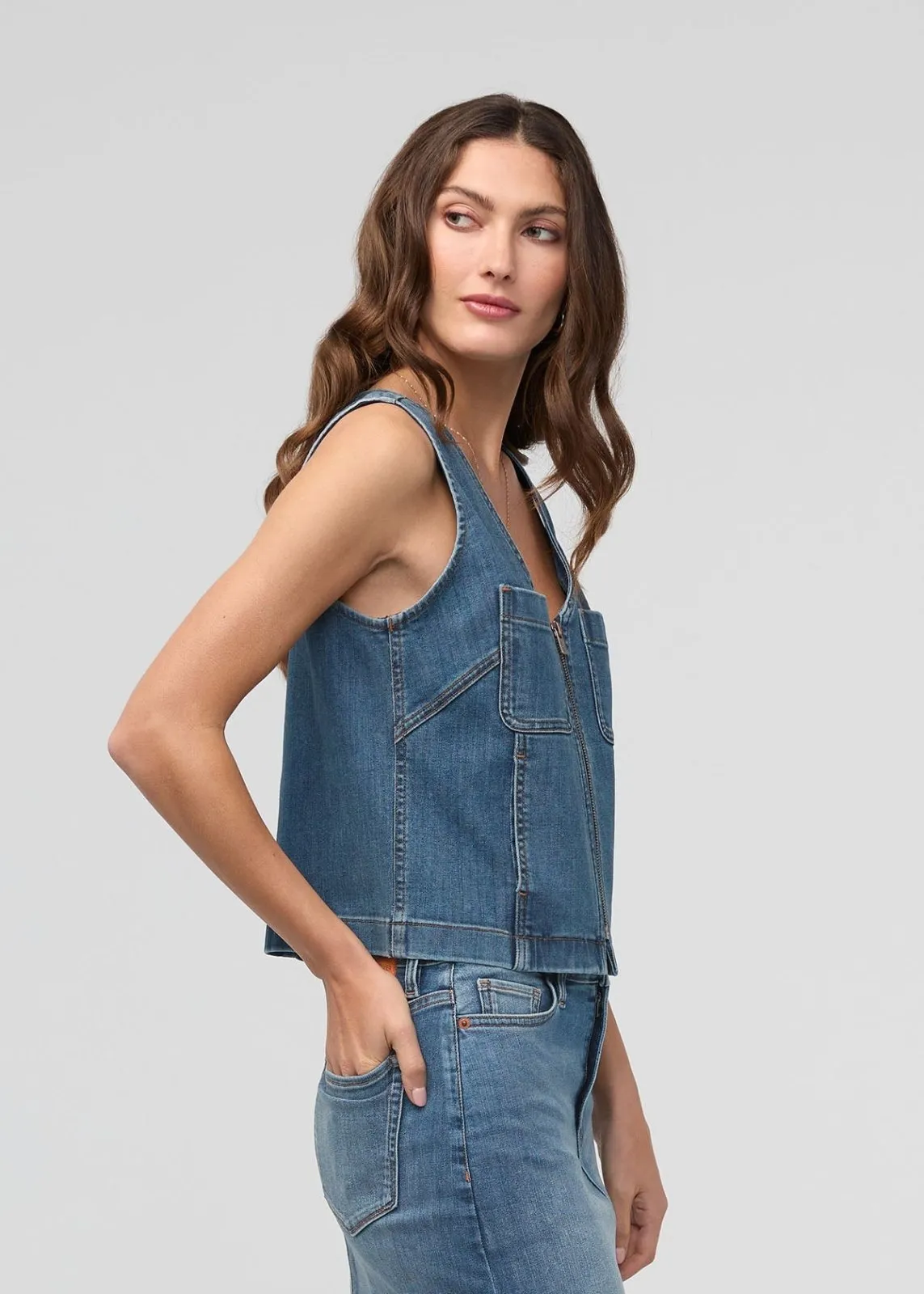 Performance Denim Zip Front Vest - Blue Ash sold by DUER product image thumbnail 3