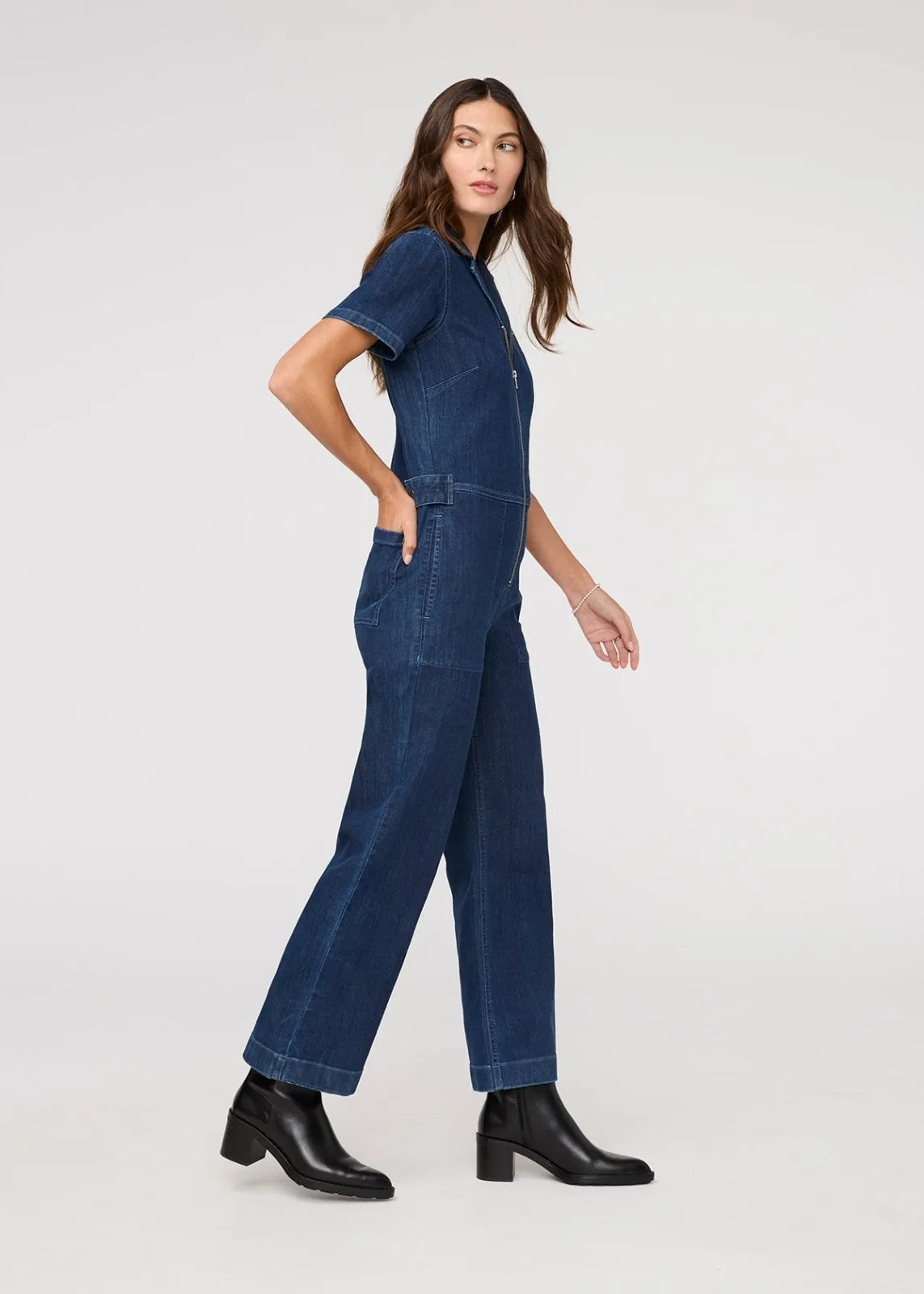 Performance Denim Short Sleeve Jumpsuit - Dark Stone sold by DUER product image thumbnail 2