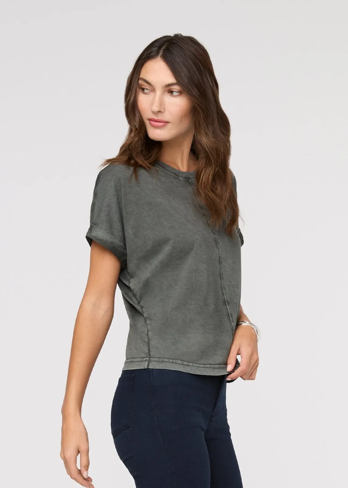 PurePima Vintage Dolman Tee - Washed Evergreen sold by DUER product image thumbnail 3