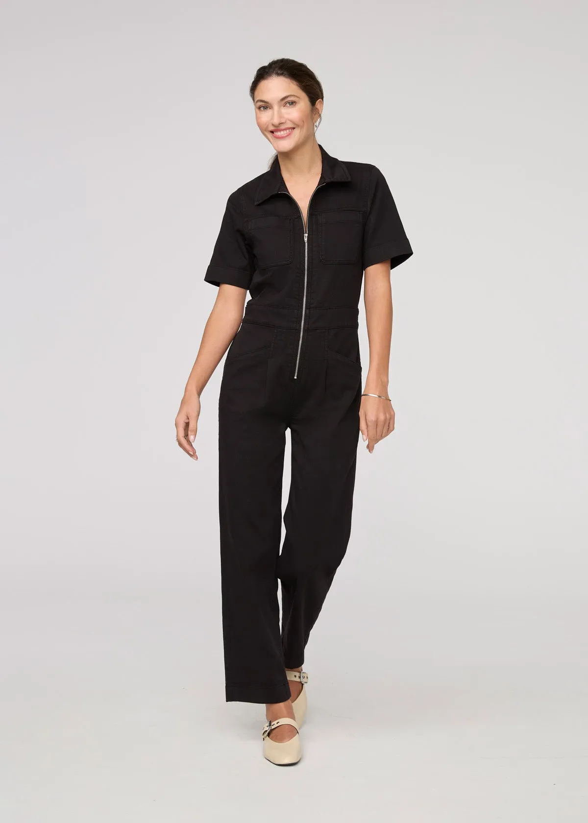 LuxTwill Boiler Suit - Black sold by DUER