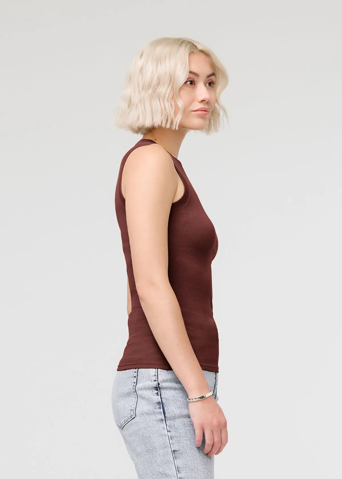 Ribbed Pima High Neck Tank - Rich Maroon sold by DUER product image thumbnail 3