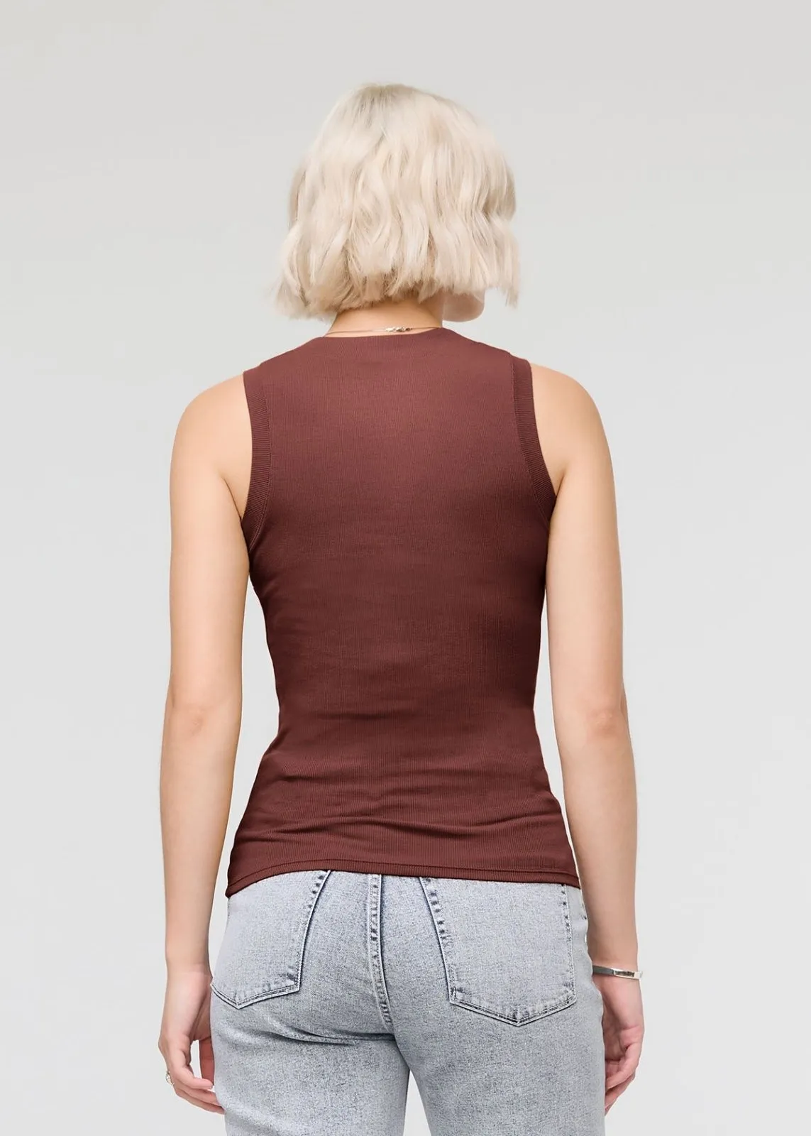 Ribbed Pima High Neck Tank - Rich Maroon sold by DUER product image thumbnail 4