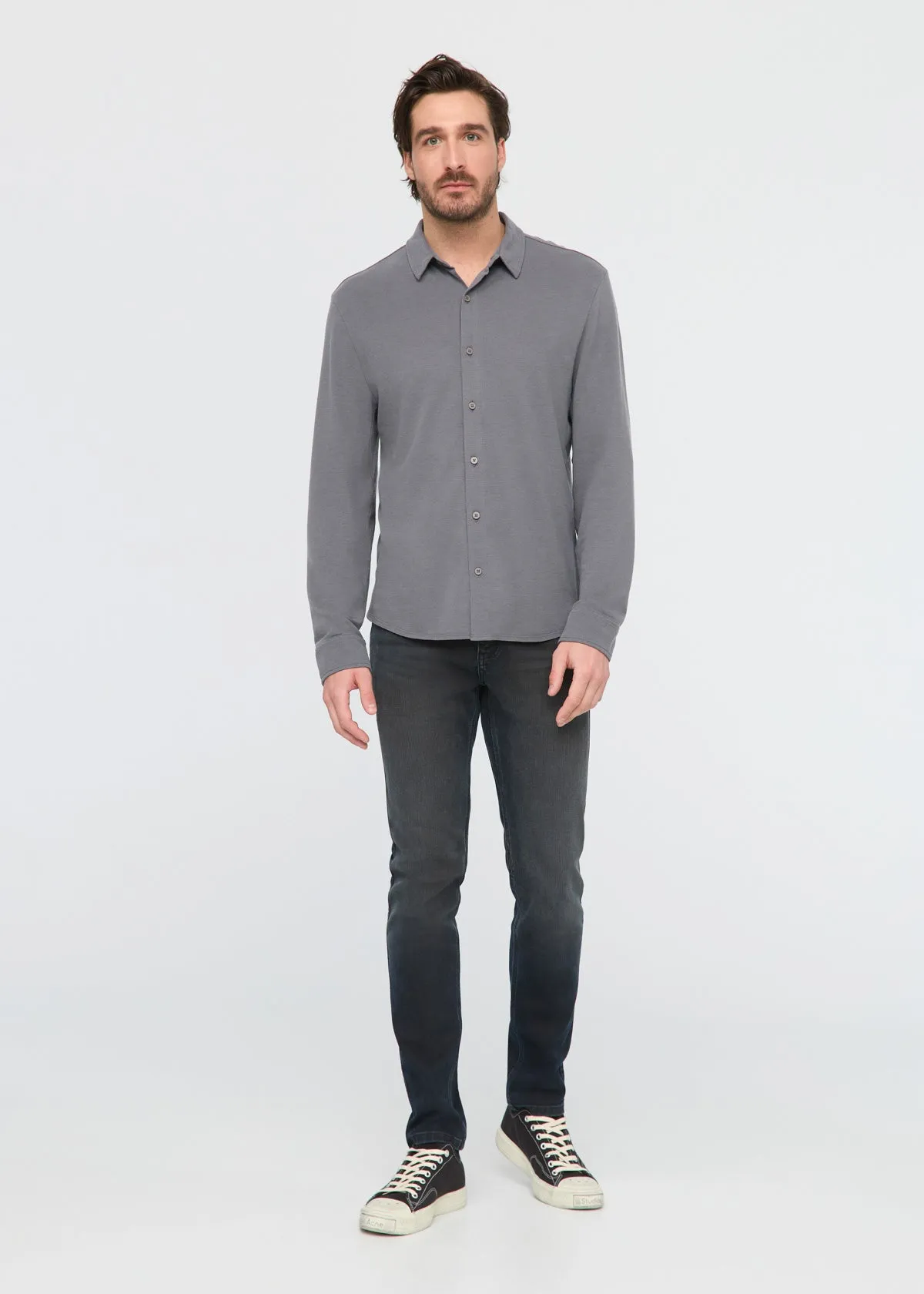 Air Flow Pique Button Down - Charcoal sold by DUER product image thumbnail 2