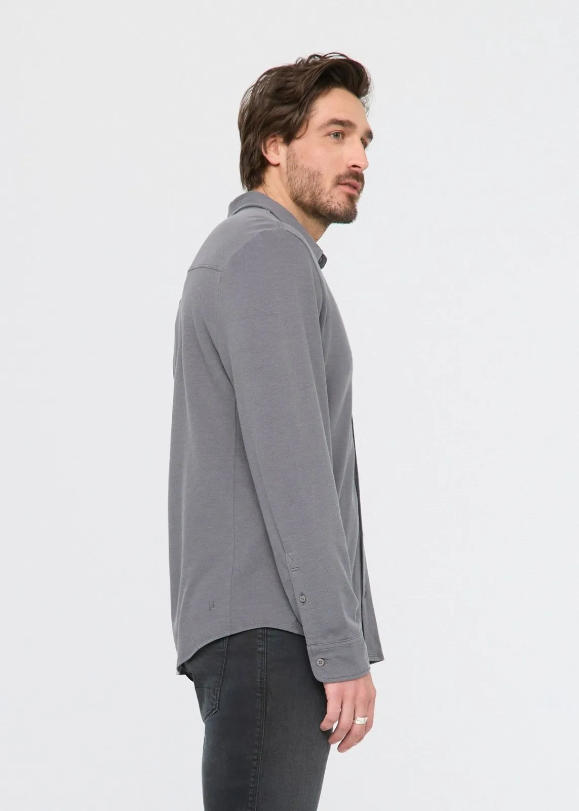 Air Flow Pique Button Down - Charcoal sold by DUER product image thumbnail 3