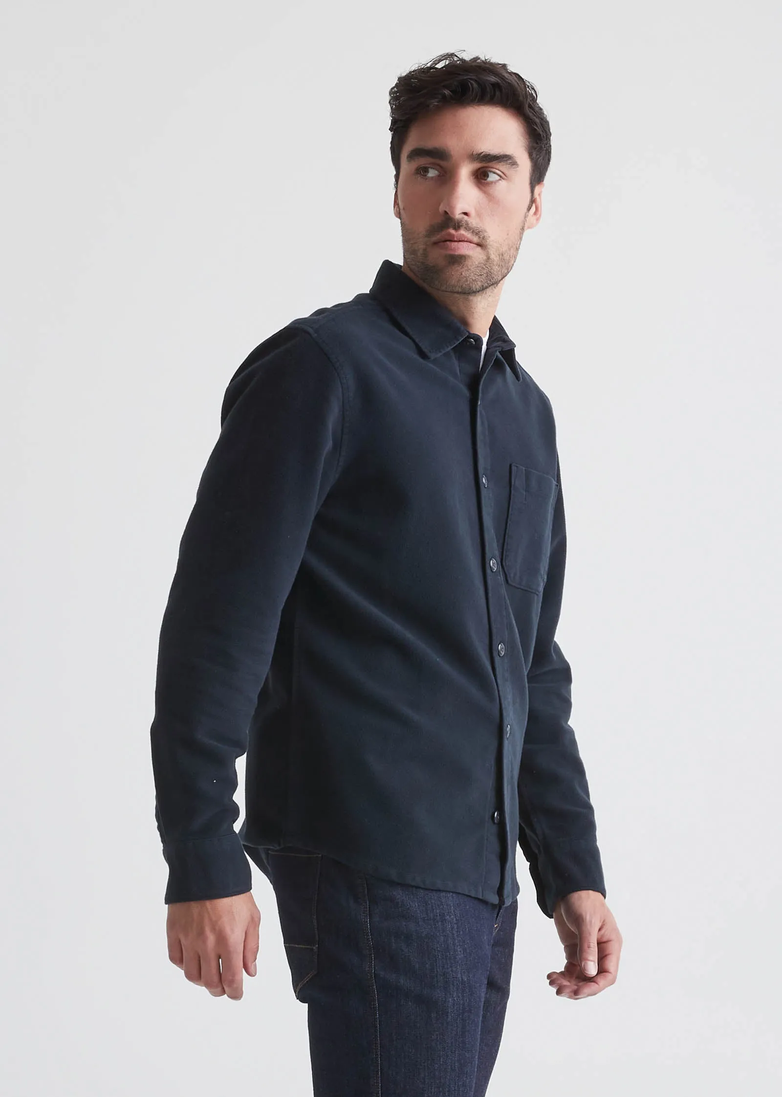 No Sweat Moleskin Shirt - Navy sold by DUER