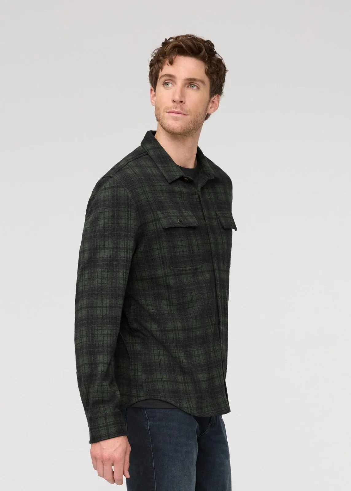 Performance Flannel Button Down - Heather Peat Plaid sold by DUER product image thumbnail 4