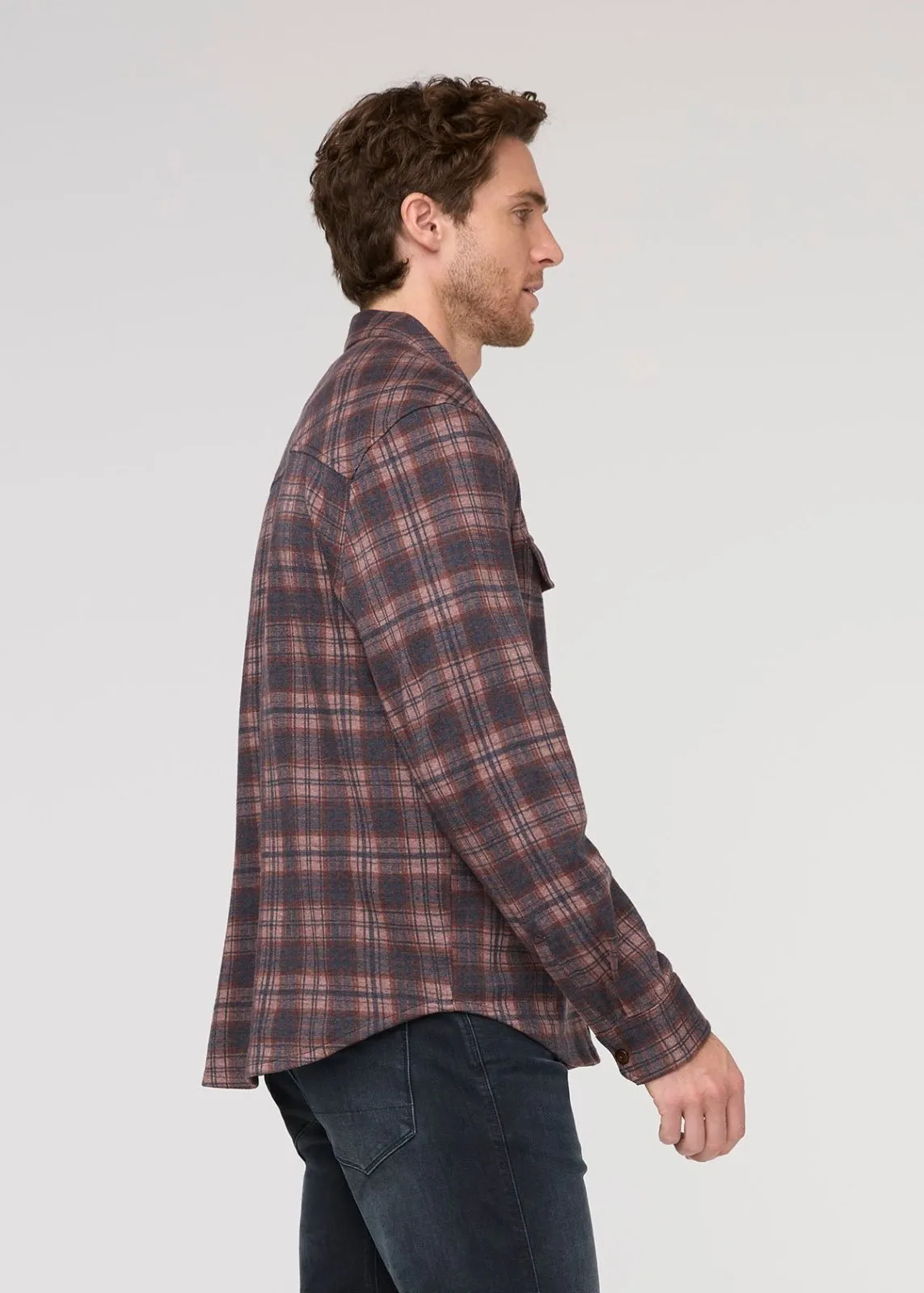Performance Flannel Button Down - Heather Mauve Plaid sold by DUER product image thumbnail 4
