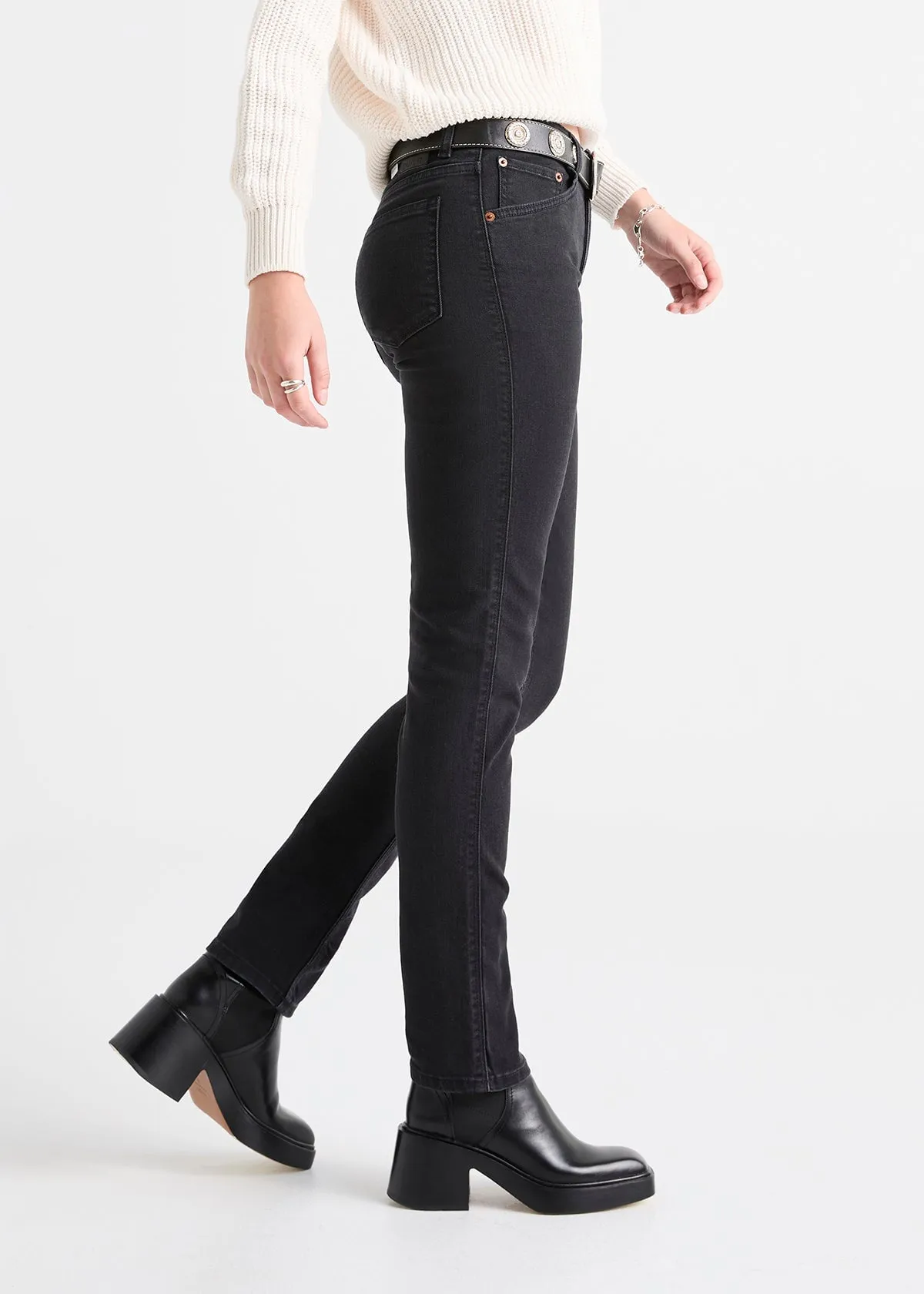 Performance Denim Mid Rise Slim Straight - Aged Black sold by DUER product image thumbnail 3