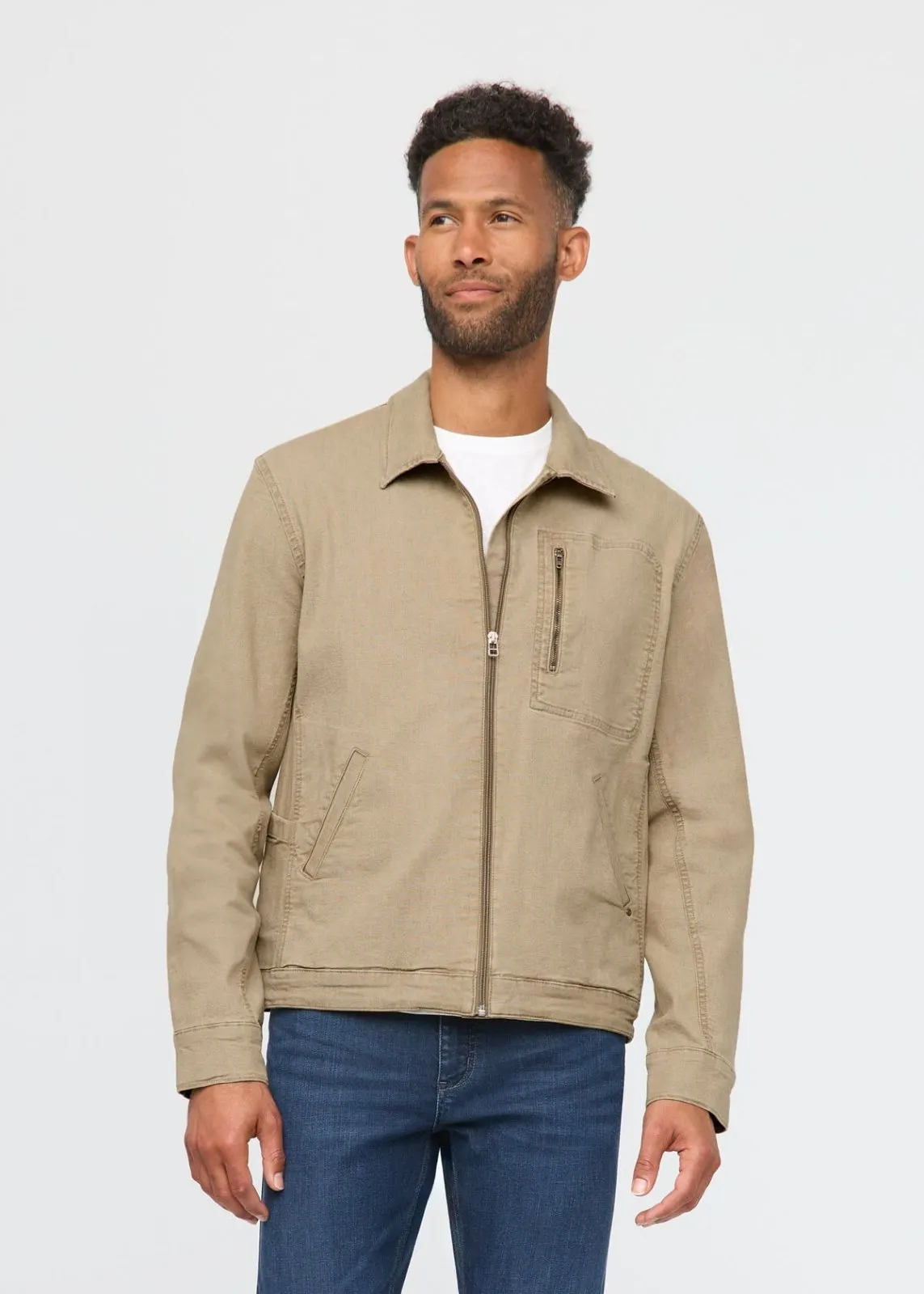 Stretch Canvas Utility Jacket - Tan sold by DUER