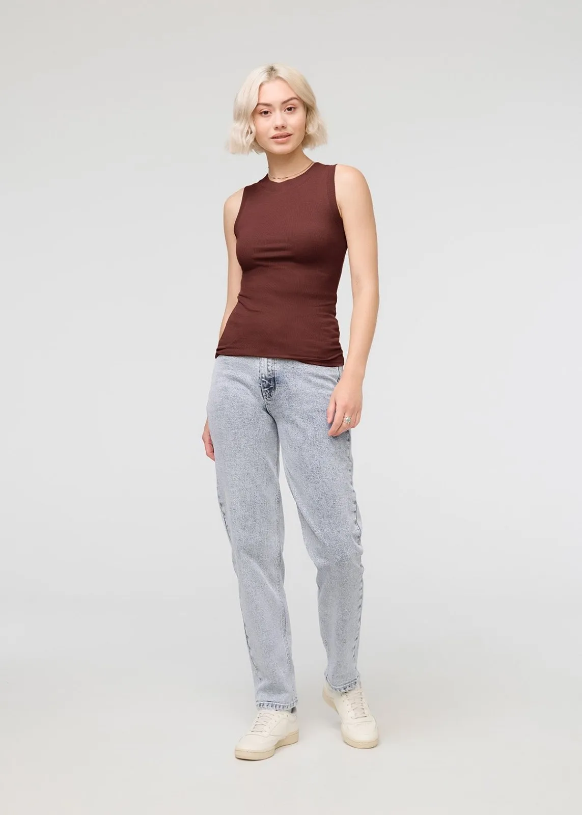 Ribbed Pima High Neck Tank - Rich Maroon sold by DUER product image thumbnail 2