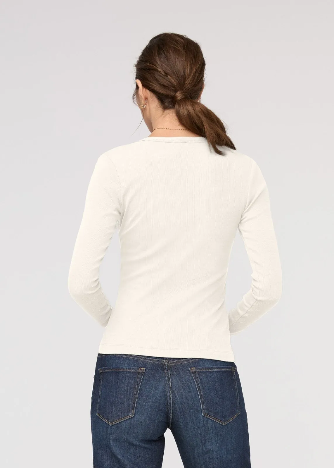 Ribbed Pima Fitted Button Down - Ecru sold by DUER product image thumbnail 4