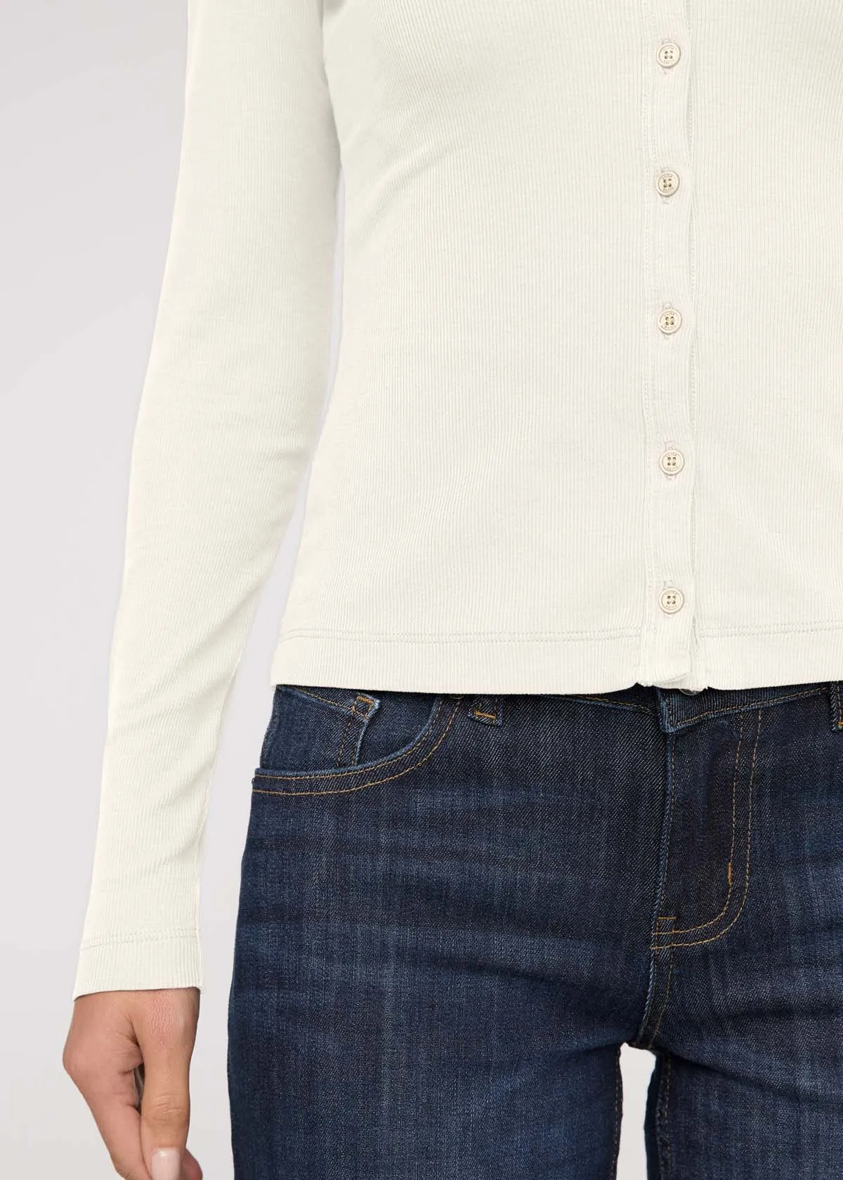 Ribbed Pima Fitted Button Down - Ecru sold by DUER product image thumbnail 5