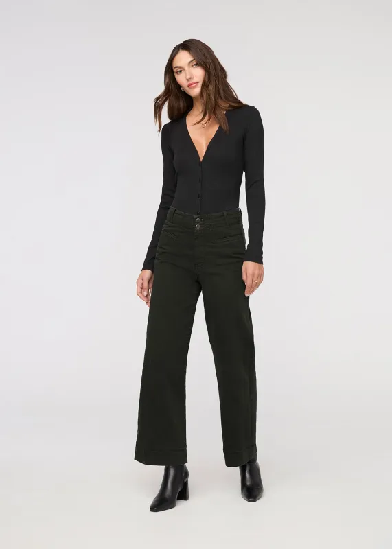 LuxTwill High Rise Trouser - Evergreen sold by DUER