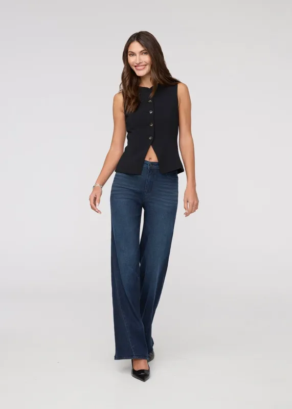 No Sweat Denim High Rise Wide Leg - Nostalgia Tone sold by DUER