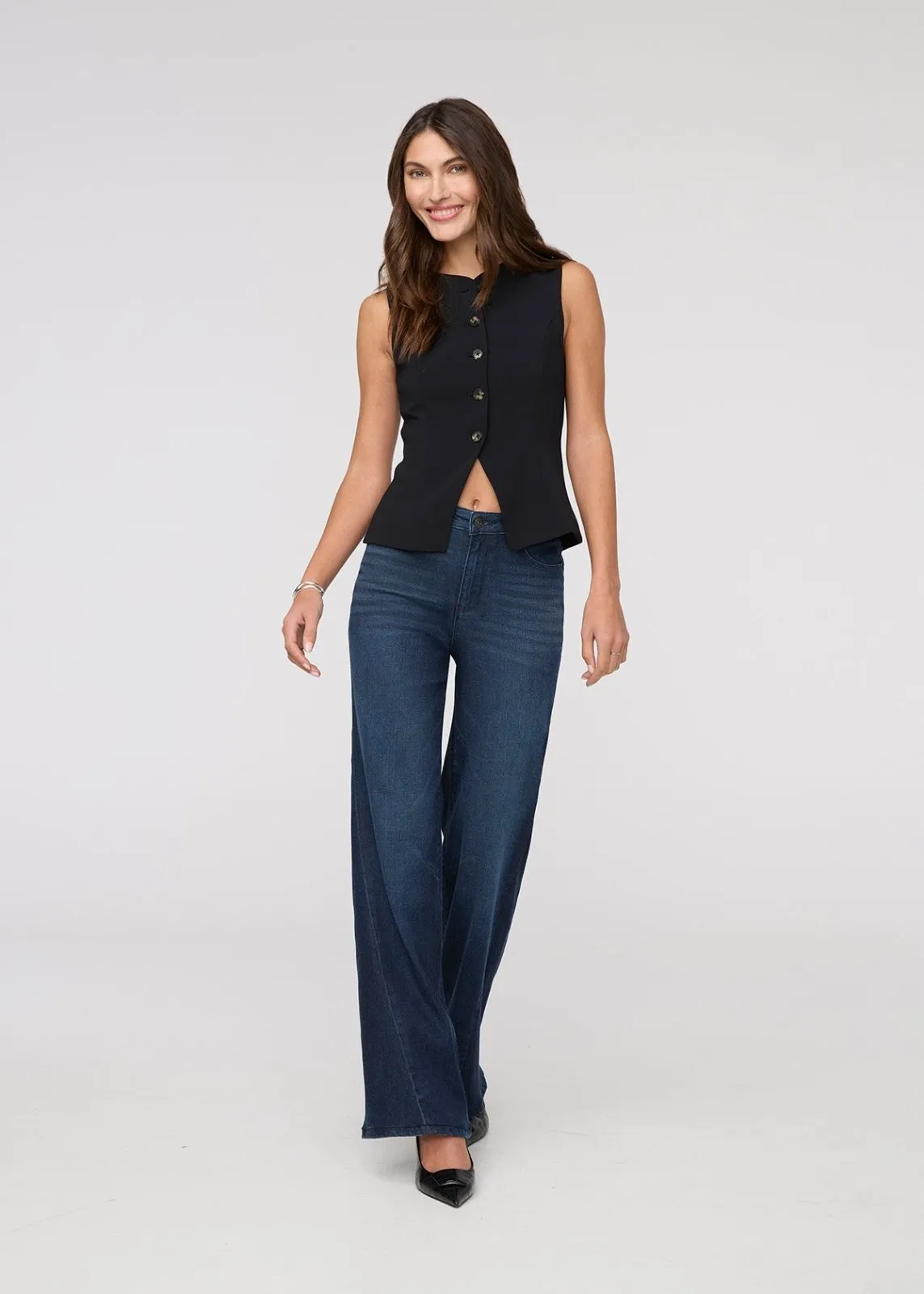 No Sweat Denim High Rise Wide Leg - Nostalgia Tone sold by DUER