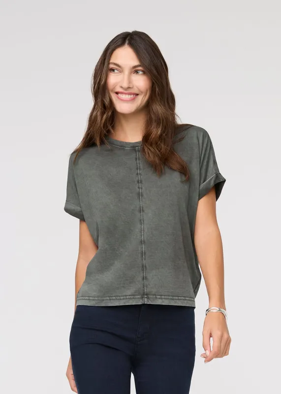 PurePima Dolman Tee - Washed Evergreen sold by DUER