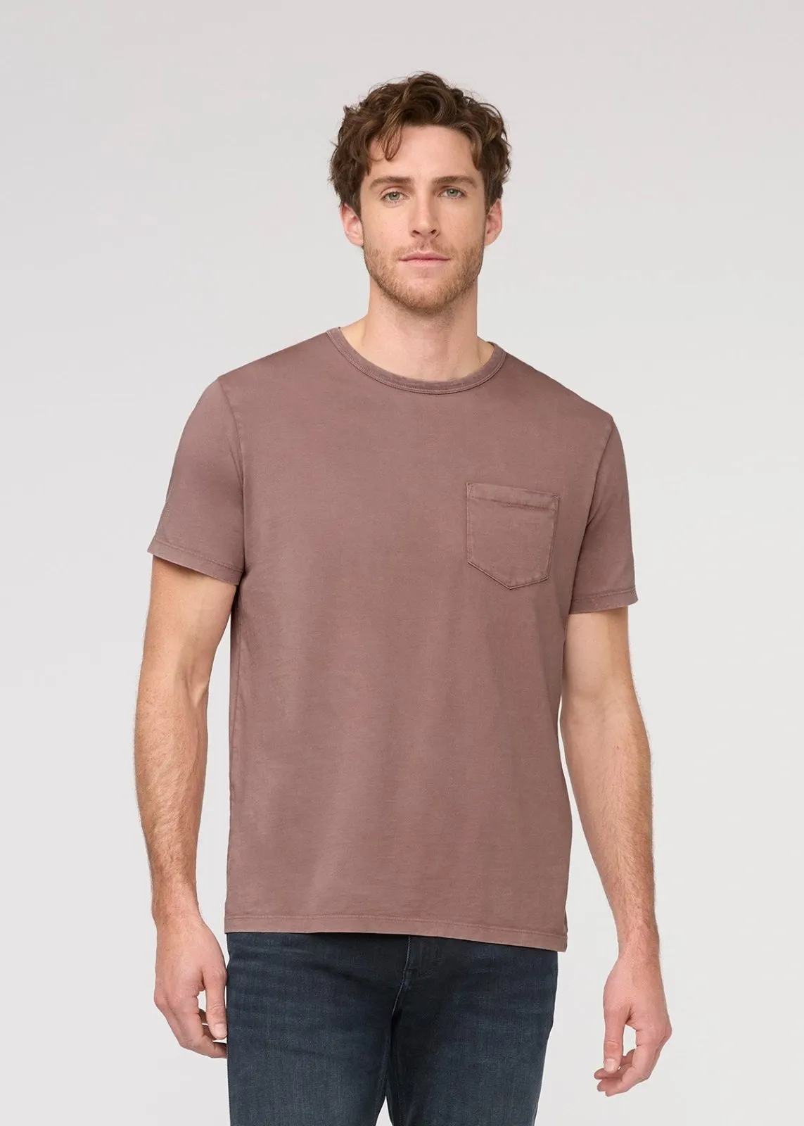 PurePima Vintage Pocket Tee - Washed Mauve sold by DUER