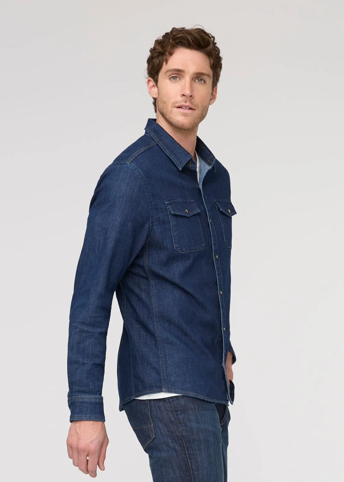 Performance Denim Lite Two-Pocket Shirt - Dark Stone sold by DUER product image thumbnail 3
