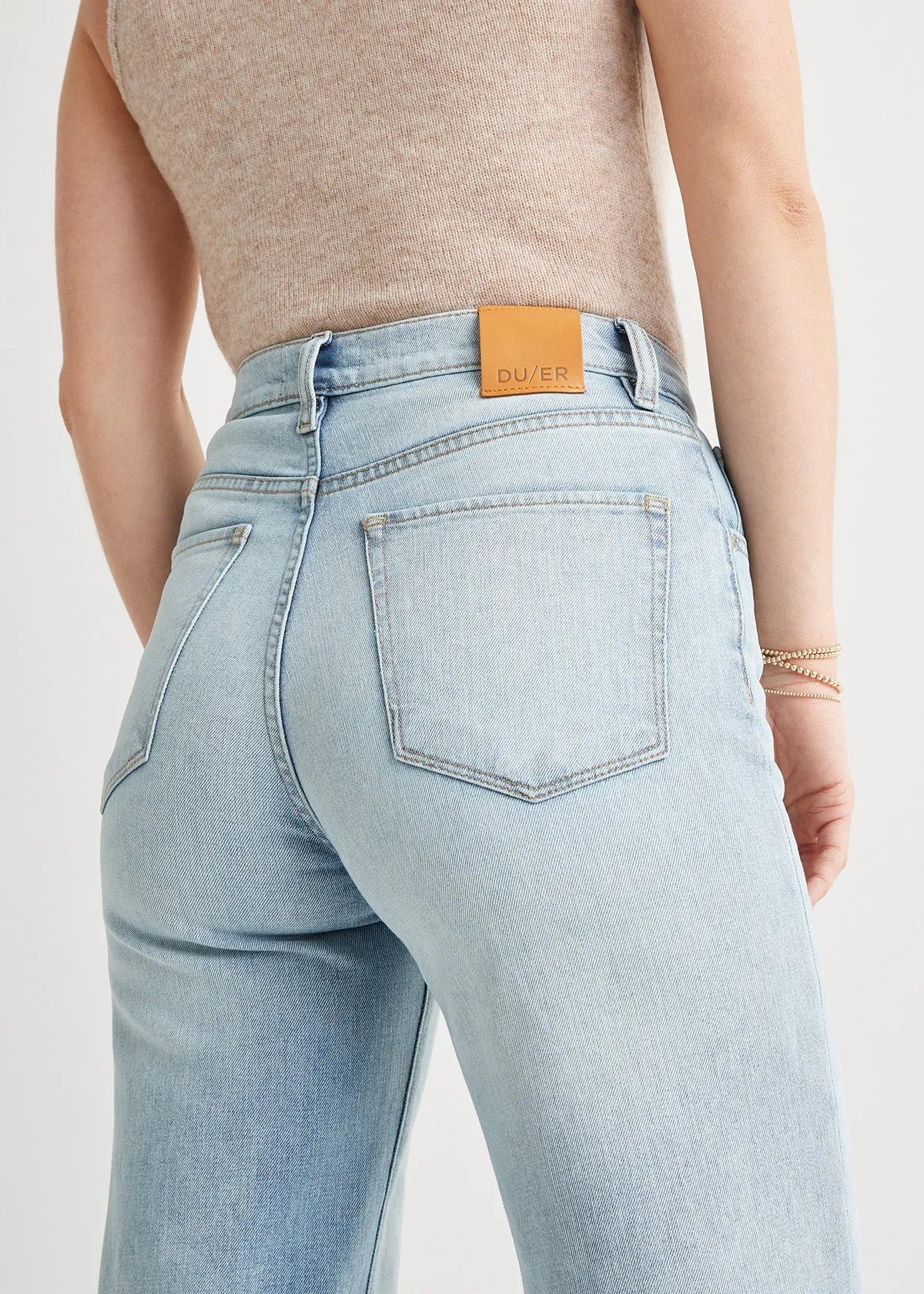 Midweight Denim Wide Leg (Button Fly) - Coastal Blue sold by DUER product image thumbnail 5