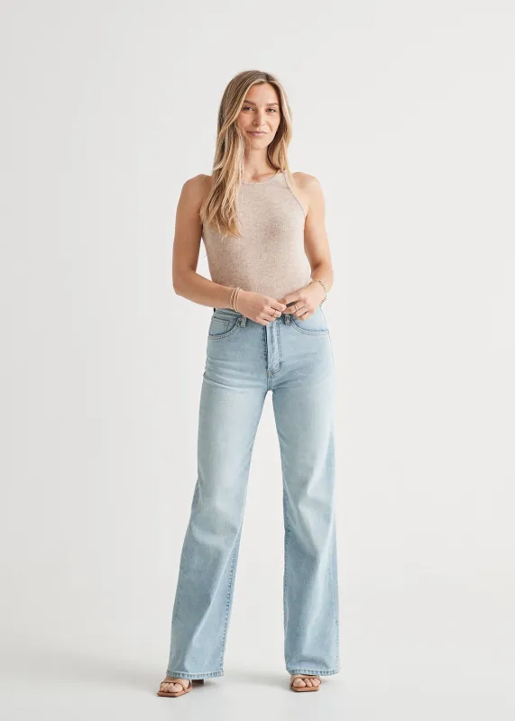 Midweight Denim Wide Leg (Button Fly) - Coastal Blue sold by DUER