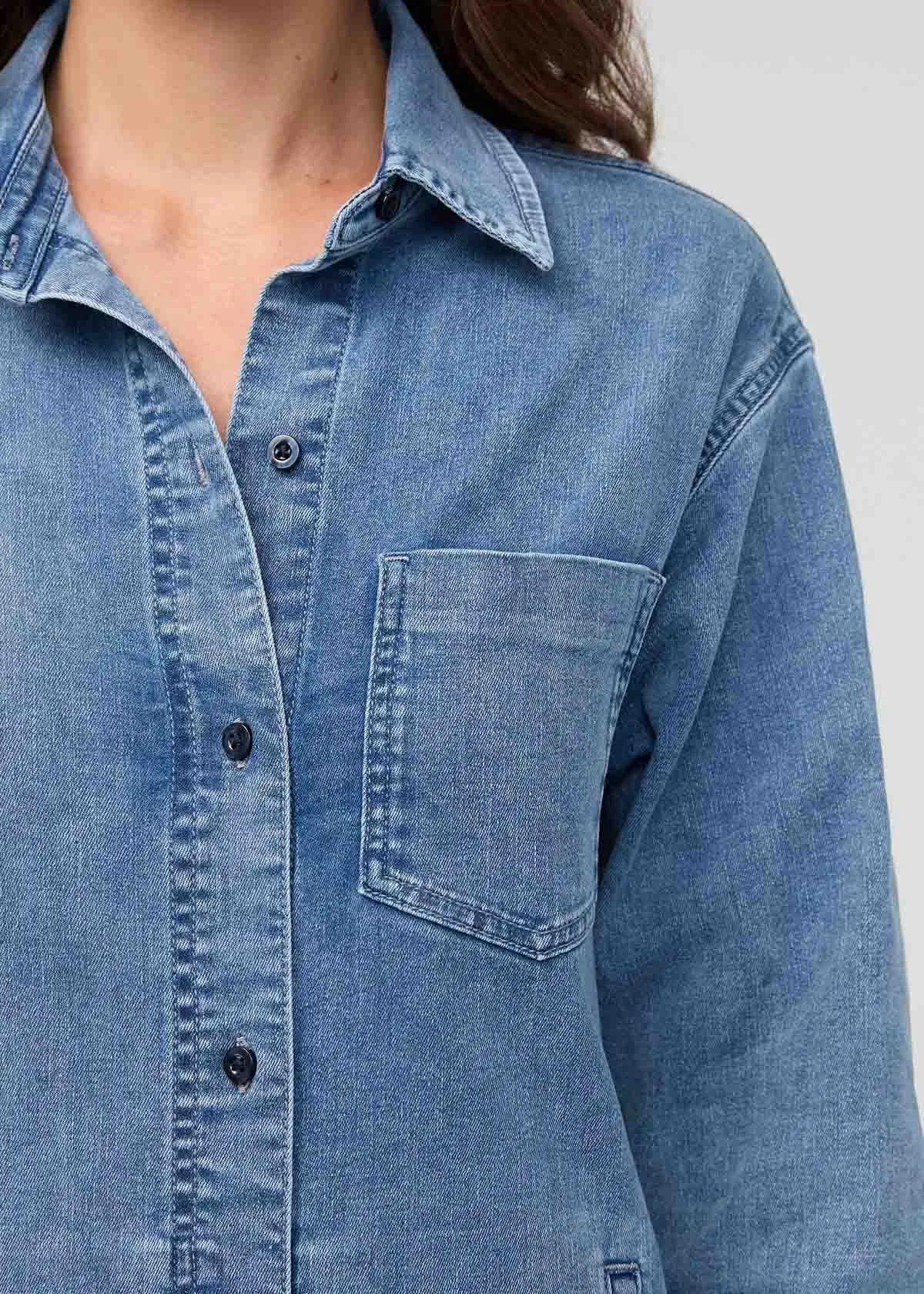 Performance Denim Lite Shirt Dress - Washed Indigo sold by DUER product image thumbnail 5