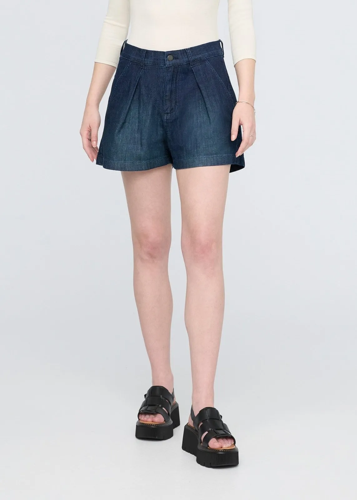 Performance Denim Lite Pleated Short - Modern Rinse sold by DUER product image thumbnail 2