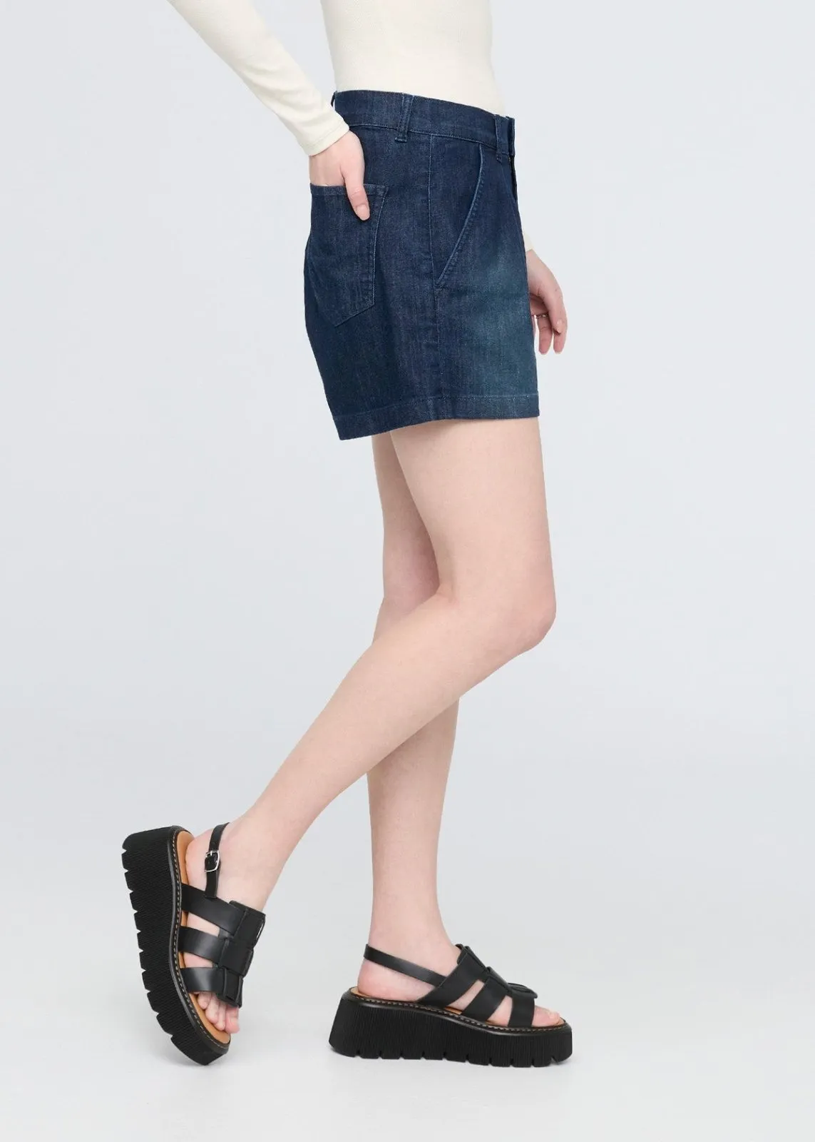 Performance Denim Lite Pleated Short - Modern Rinse sold by DUER product image thumbnail 3