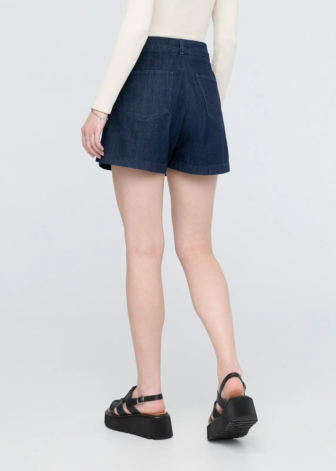 Performance Denim Lite Pleated Short - Modern Rinse sold by DUER product image thumbnail 4