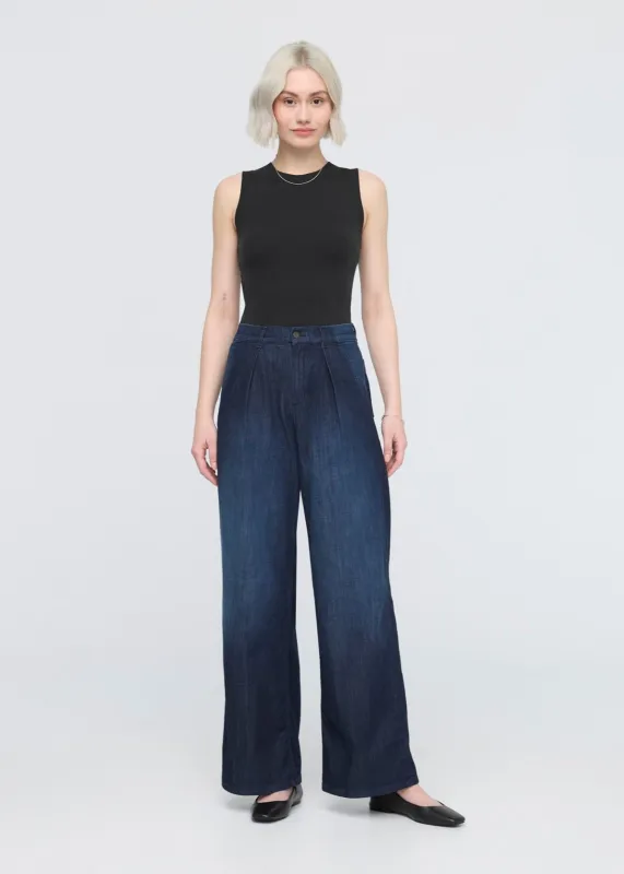 Performance Denim Lite Pleated Pant - Modern Rinse sold by DUER