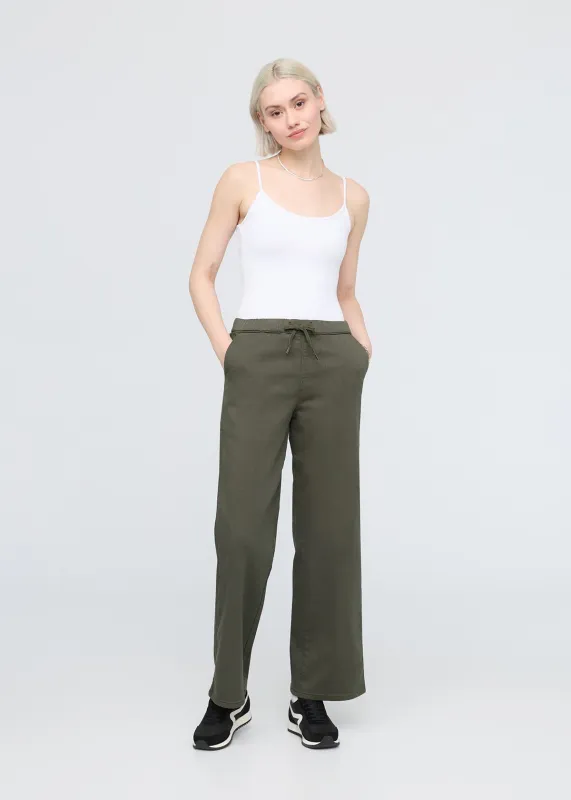No Sweat Wide Leg Pant - Thyme sold by DUER
