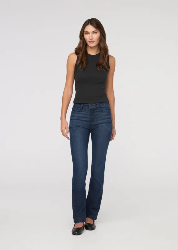 No Sweat Denim High Rise Slim Straight - Worn Rinse sold by DUER