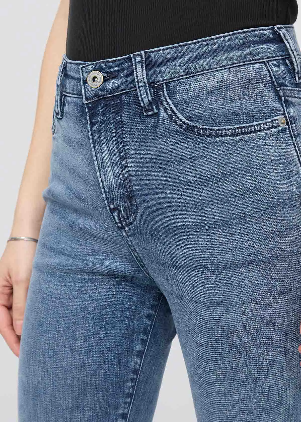 No Sweat Denim High Rise Kick Flare - Textured Indigo sold by DUER product image thumbnail 5