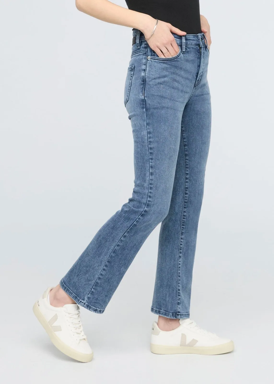 No Sweat Denim High Rise Kick Flare - Textured Indigo sold by DUER product image thumbnail 3