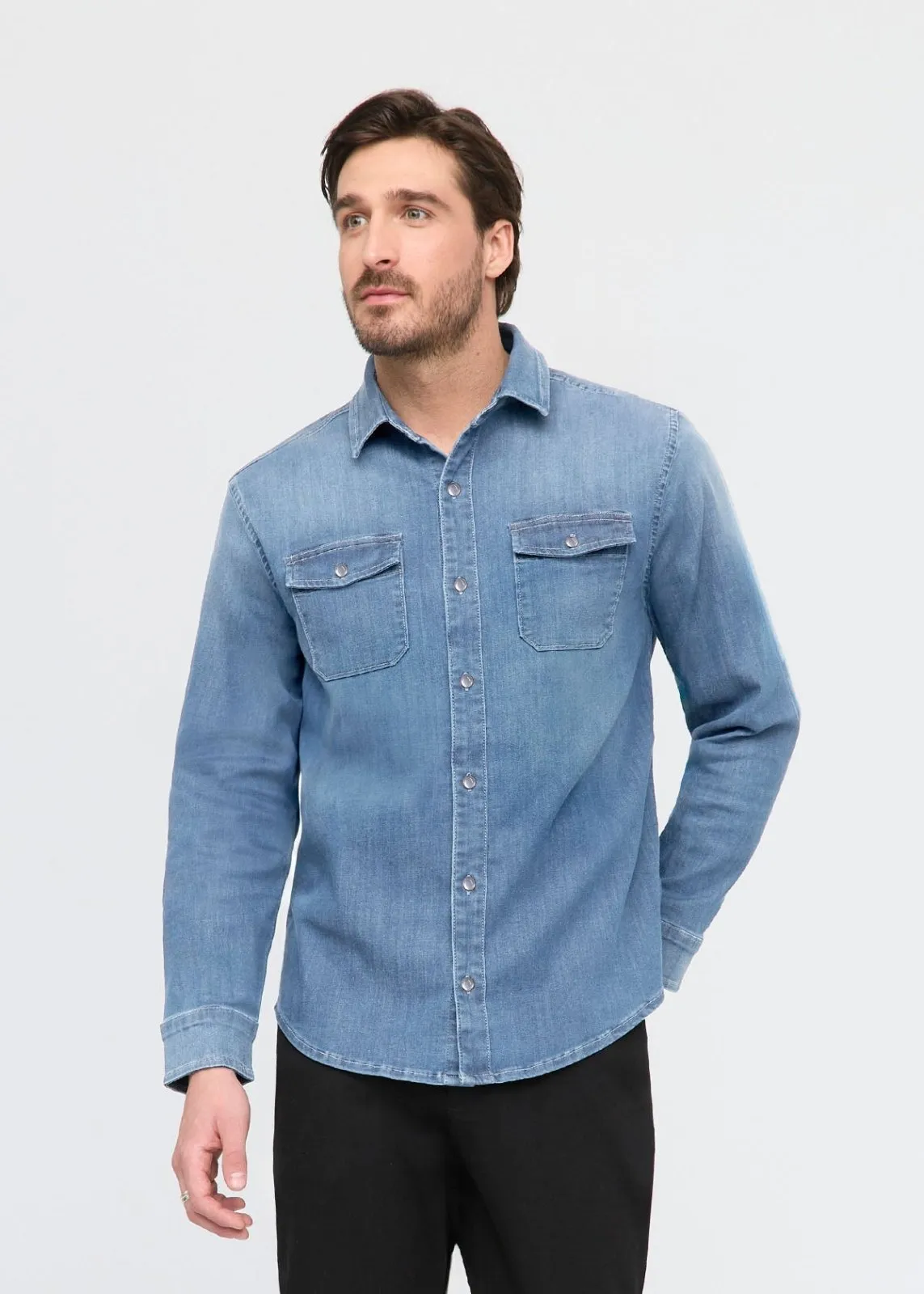 Performance Denim Lite Two-Pocket Shirt sold by DUER