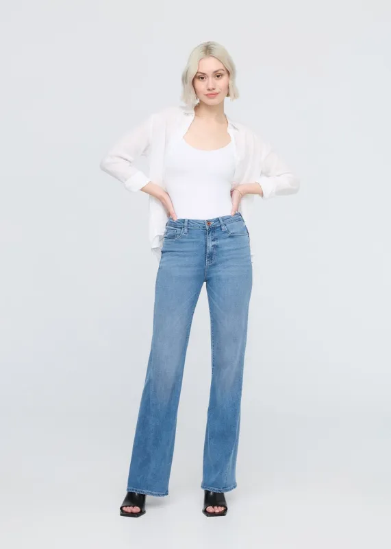 No Sweat Denim High Rise Wide Leg - Pacific sold by DUER