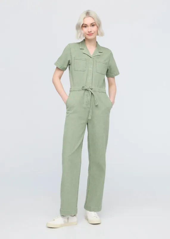 Stretch Canvas Girlfriend Jumpsuit - Light Pine sold by DUER