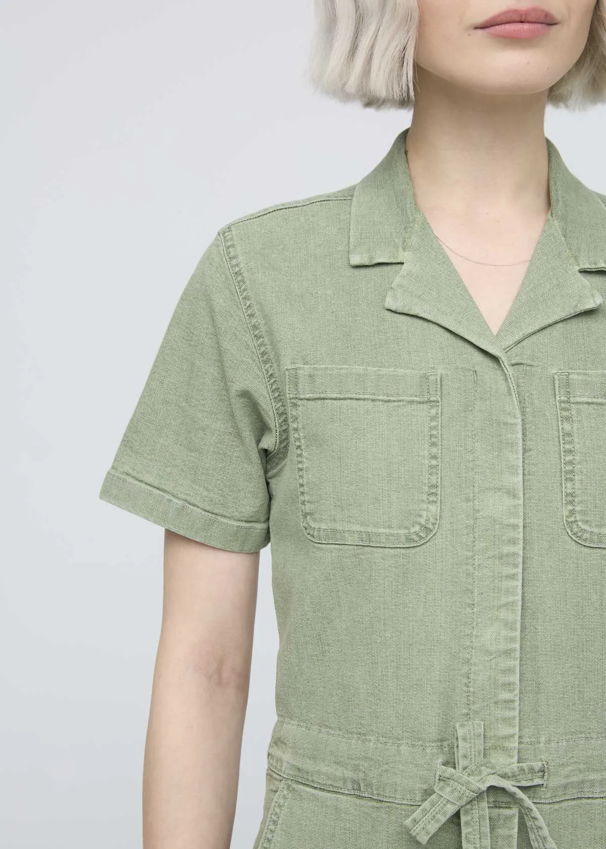Stretch Canvas Girlfriend Jumpsuit - Light Pine sold by DUER product image thumbnail 5