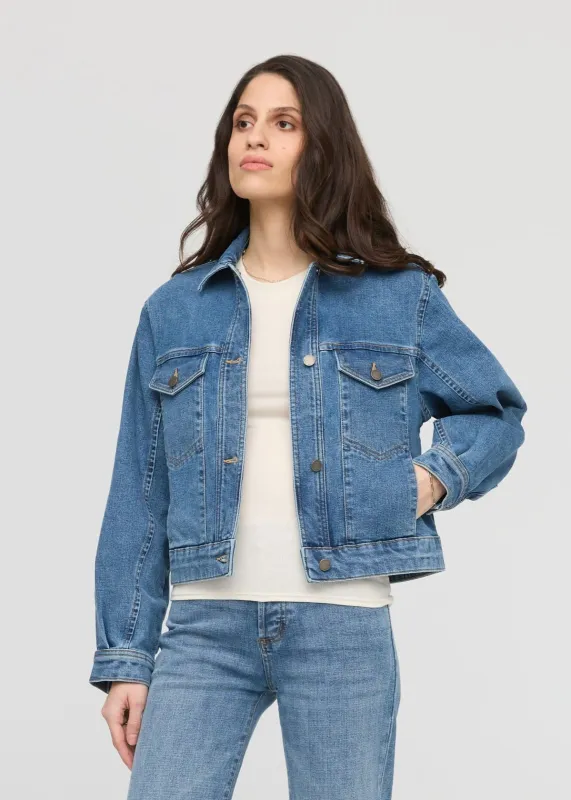 Midweight Denim Pleated Jacket - Vintage Wash sold by DUER