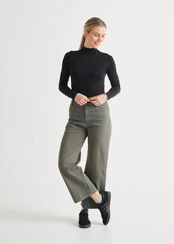 LuxTwill High Rise Trouser - Thyme sold by DUER