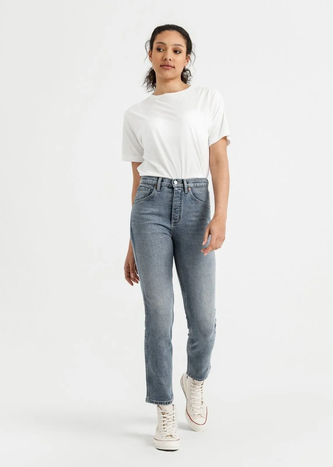 Midweight Denim High Rise Straight (Button Fly) sold by DUER product image thumbnail 2