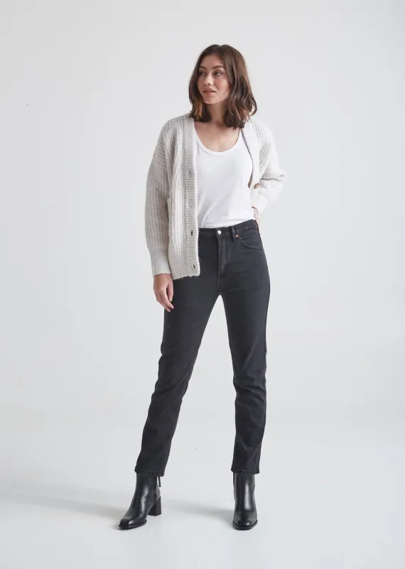 Midweight Denim High Rise Straight - Aged Black sold by DUER