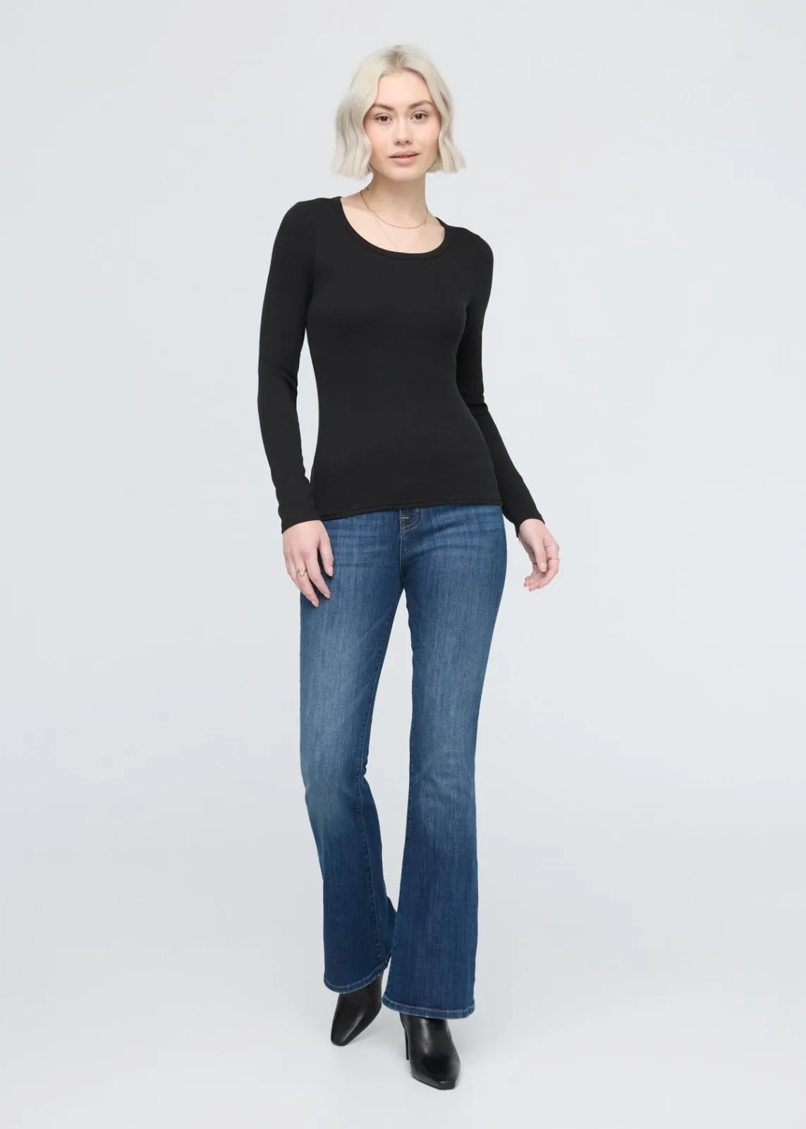 Ribbed Pima Long Sleeve Tee - Black sold by DUER product image thumbnail 2