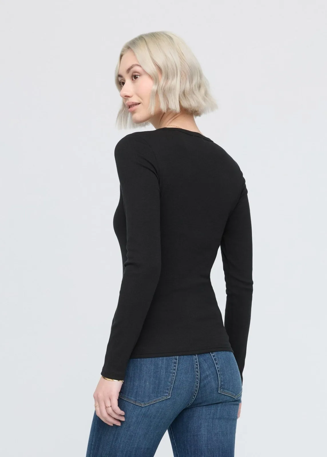 Ribbed Pima Long Sleeve Tee - Black sold by DUER product image thumbnail 4