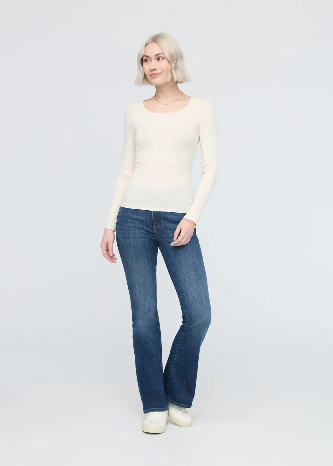 Ribbed Pima Long Sleeve Tee - Ecru sold by DUER product image thumbnail 2