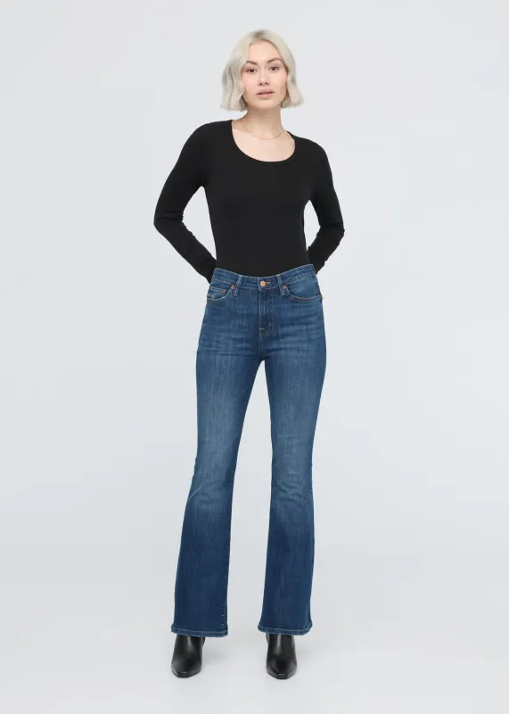 Performance Denim High Rise Flare - Worn in Blue sold by DUER