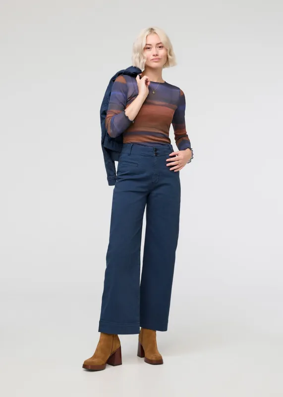 LuxTwill High Rise Trouser - Marine sold by DUER