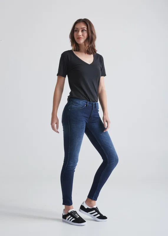 Performance Denim Mid Rise Skinny - Meteorite sold by DUER