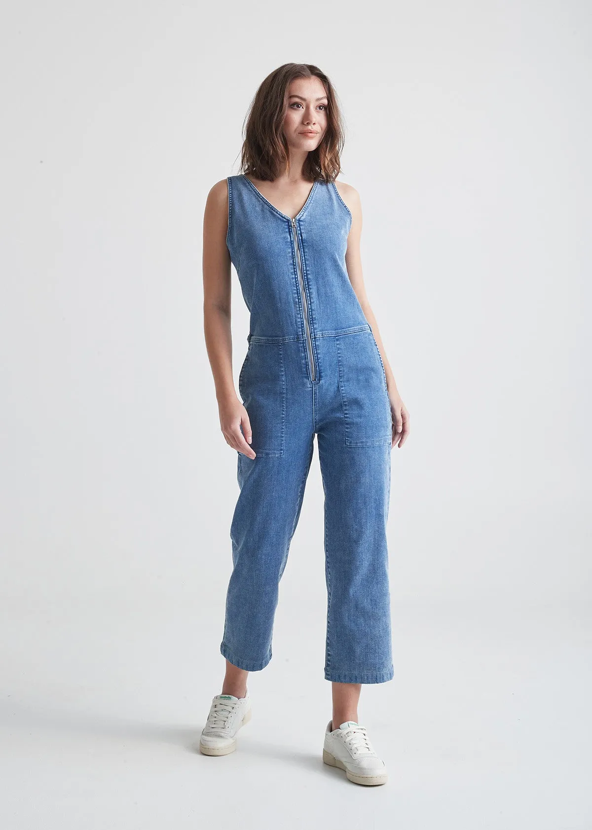 Performance Denim Jumpsuit sold by DUER