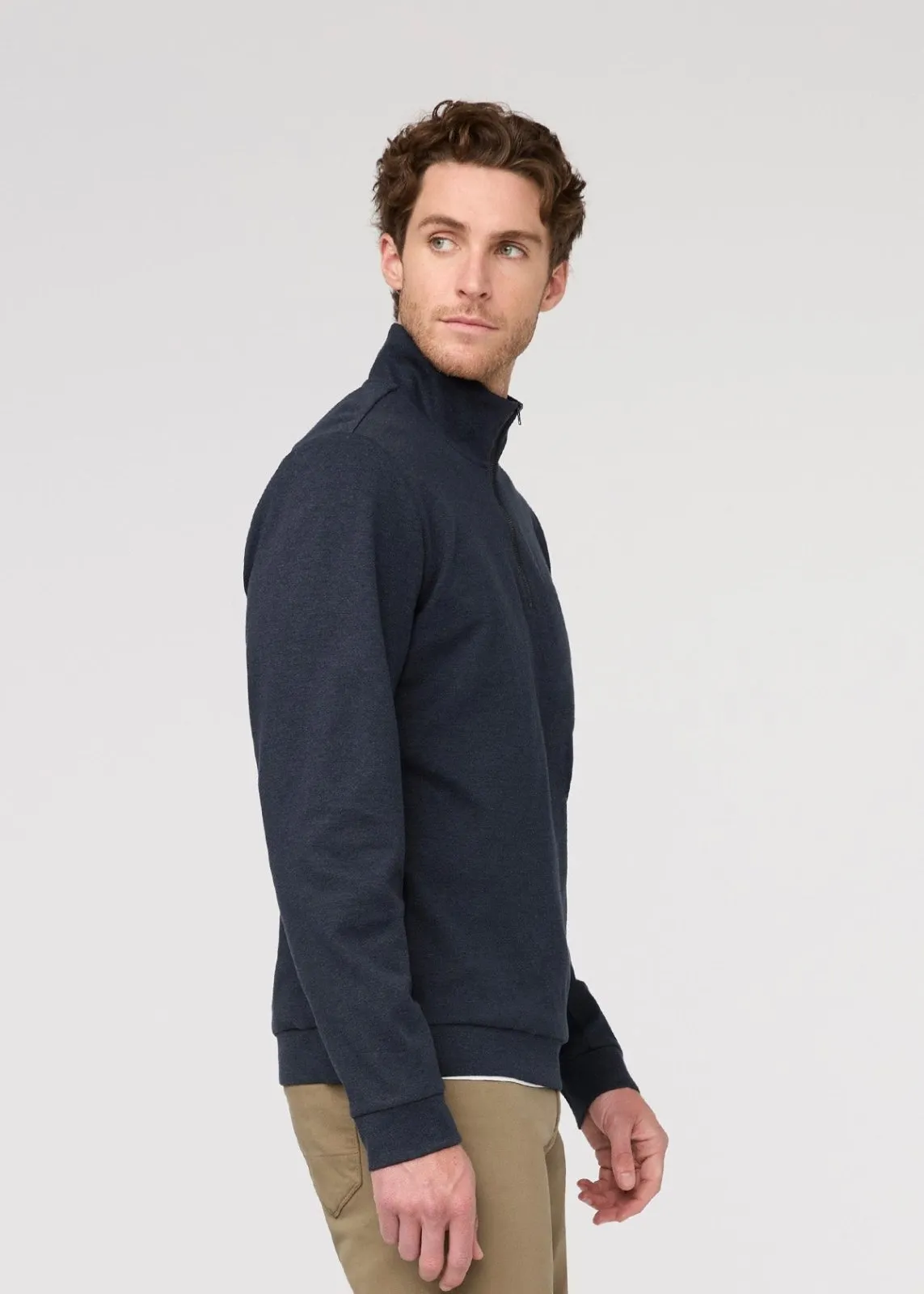 Performance Flannel Quarter Zip - Heather Navy sold by DUER product image thumbnail 3
