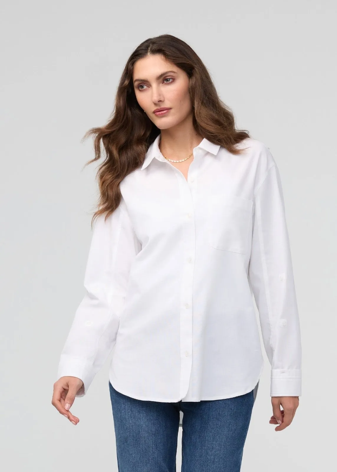 Effortless Oxford Relaxed Button Down - White sold by DUER
